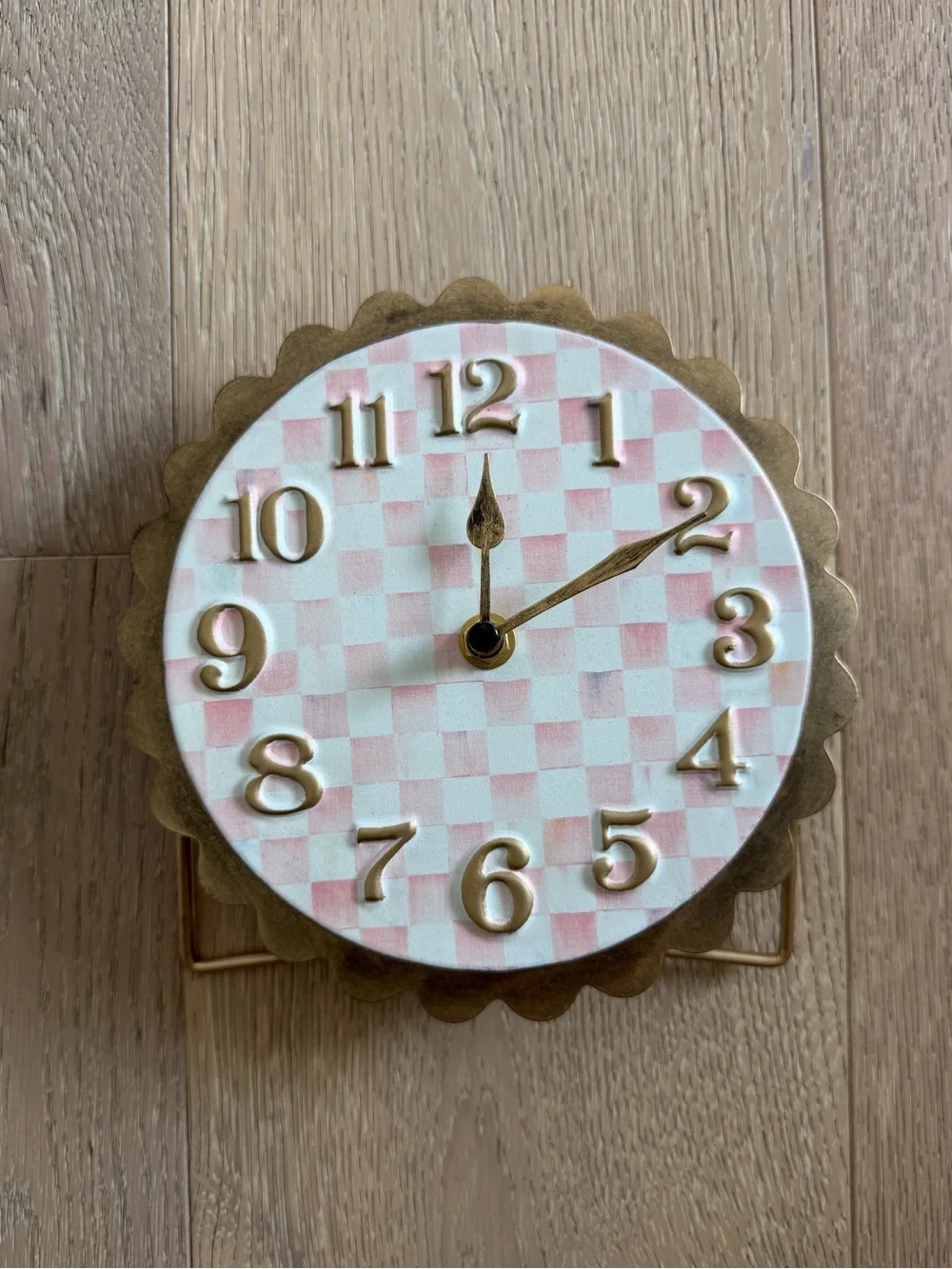 MacKenzie-Childs Rosy Check Scalloped Desk Clock